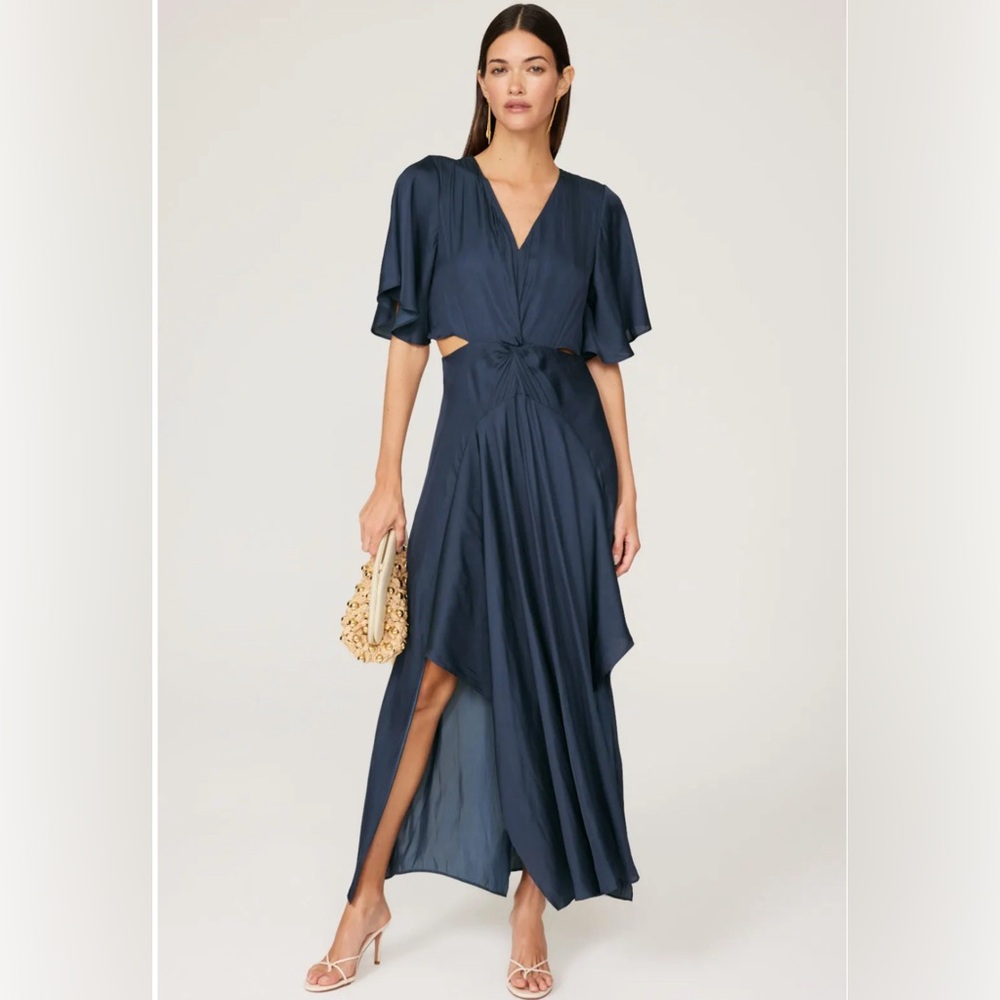 Maje Reniline Flowy Maxi cut out Dress Navy Size Small 36